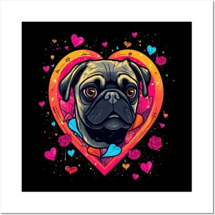 Pug Valentine Day Posters and Art